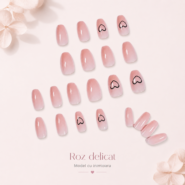 Set 24 Unghii False Press-on, autoadezive, refolosibile, ABS Premium, pentru rutina beauty - imagine principala produs [2]