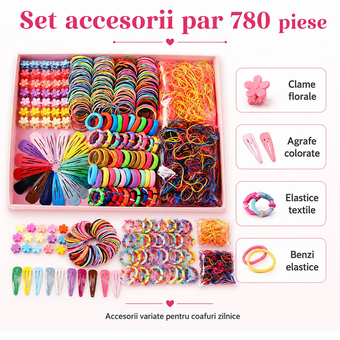 Set Accesorii Par 780 Piese, Elastice, Agrafe si Clame Florale Colorate pentru Fetite, pentru copii - imagine principala produs|Set Accesorii Par 780 Piese, Elastice, Agrafe si Clame Florale Colorate pentru Fetite, pentru copii - detaliu produs 2|Set Accesorii Par 780 Piese, Elastice, Agrafe si Clame Florale Colorate pentru Fetite, pentru copii - detaliu produs 3|Set Accesorii Par 780 Piese, Elastice, Agrafe si Clame Florale Colorate pentru Fetite, pentru copii - detaliu produs 4|Set Accesorii Par 780 Piese, Elastice, Agrafe si Clame Florale Colorate pentru Fetite, pentru copii - detaliu produs 5|Set Accesorii Par 780 Piese, Elastice, Agrafe si Clame Florale Colorate pentru Fetite, pentru copii - detaliu produs 6|Set Accesorii Par 780 Piese, Elastice, Agrafe si Clame Florale Colorate pentru Fetite, pentru copii - detaliu produs 7 [3]