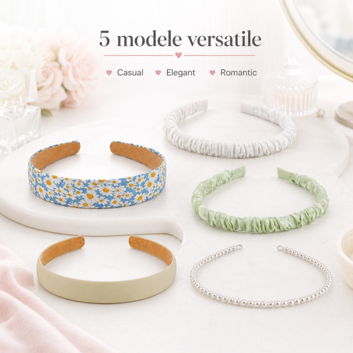 Set de 5 bentite cu model diferite, design deosebit, pentru femei, multicolor, pentru rutina beauty - imagine principala produs [4]