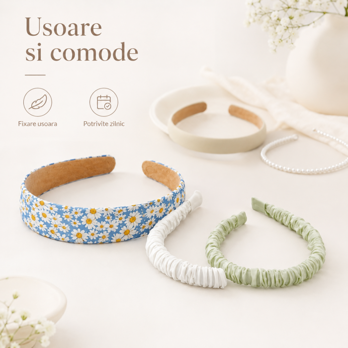 Set de 5 bentite cu model diferite, design deosebit, pentru femei, multicolor, pentru rutina beauty - imagine principala produs [5]