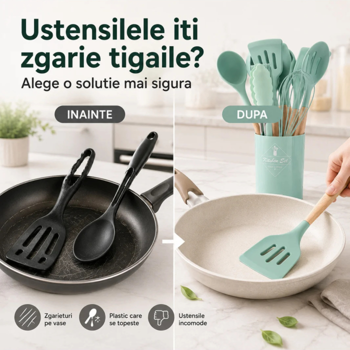 Set Ustensile Bucatarie din Silicon termorezistent Verde, 12 Piese, Maner Lemn, pentru bucatarie - imagine principala produs|Set Ustensile Bucatarie din Silicon termorezistent Verde, 12 Piese, Maner Lemn, pentru bucatarie - detaliu produs 2|Set Ustensile Bucatarie din Silicon termorezistent Verde, 12 Piese, Maner Lemn, pentru bucatarie - detaliu produs 3|Set Ustensile Bucatarie din Silicon termorezistent Verde, 12 Piese, Maner Lemn, pentru bucatarie - detaliu produs 4|Set Ustensile Bucatarie din Silicon termorezistent Verde, 12 Piese, Maner Lemn, pentru bucatarie - detaliu produs 5|Set Ustensile Bucatarie din Silicon termorezistent Verde, 12 Piese, Maner Lemn, pentru bucatarie - detaliu produs 6 [2]