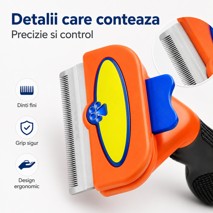 Trimmer cu buton de eliberare a blanii, pentru caini si pisici cu par scurt sau lung, marimea M - imagine principala produs [2]