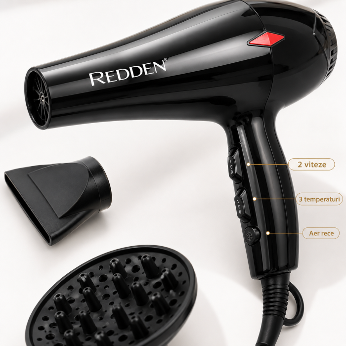 Uscator de par profesional RD-2652, 5 in 1, 5000W, cu difuzor si concentrator, negru [3]