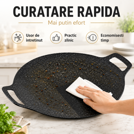 Plita Japoneza Rotunda Grill Antiaderenta, 36 cm, Negru [1]