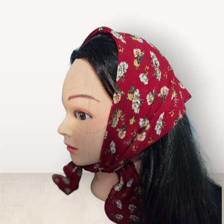 Baticut plisat elegant pentru biserica, material usor si confortabil, model feminin, Red Blossom Elegance [2]