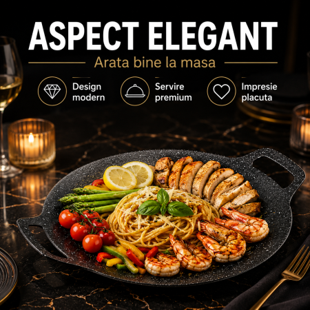 Plita Japoneza Rotunda Grill Antiaderenta, 36 cm, Negru [2]