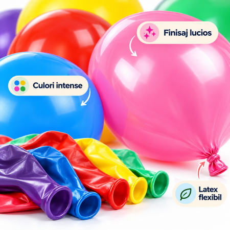 Set 100 baloane latex multicolore pentru petreceri, aniversări și decorarea evenimentelor. [4]