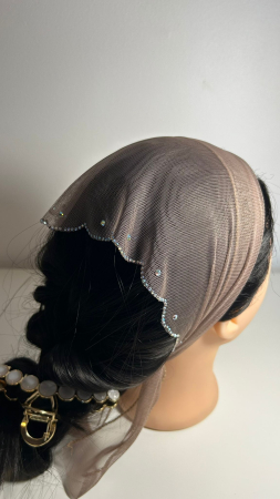 Batic din tulle cu pietricele - Batic din tulle cu pietricele, model Maro, accesoriu de cap elegant si feminin