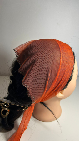 Batic din tulle cu pietricele - Batic din tulle cu pietricele, model Roșu de foc, accesoriu de cap elegant si feminin