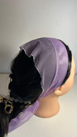 Batic din tulle cu pietricele - Batic din tulle cu pietricele, model Lila Pastel, accesoriu de cap elegant si feminin