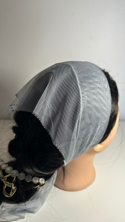Batic din tulle cu pietricele - Batic din tulle cu pietricele, model Blue Ice, accesoriu de cap elegant si feminin