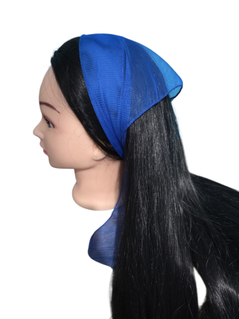 Batic din tulle simplu - Batic simplu pentru biserica din tulle fin, albastru regal, accesoriu de cap feminin, elegant si confortabil.