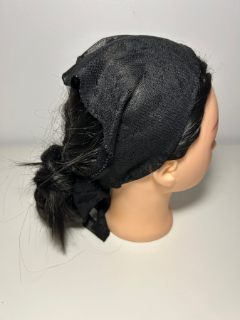 Baticute din dantela cu pietricele - Baticut din dantela neagra cu pietricele decorative pe margine, accesoriu de cap feminin si elegant pentru biserica.