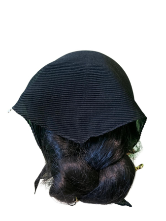 Baticut plisat mare pentru biserica, bleumarin, accesoriu de cap feminin, elegant si confortabil. [1]