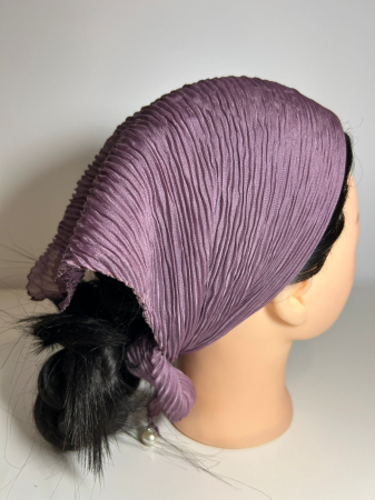 Baticute Plisate Mari - Baticut plisat simplu in mov pudrat, accesoriu de cap feminin si elegant pentru biserica.