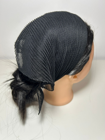 Baticute Plisate Mari - Baticut plisat simplu in negru, accesoriu de cap feminin si elegant pentru biserica.