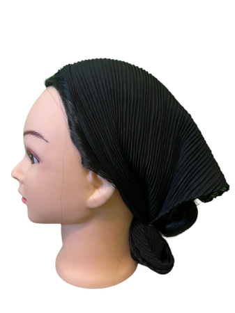 Baticute Plisate Mari - Baticut plisat mare pentru biserica, negru, accesoriu de cap feminin, elegant si confortabil.