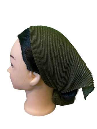 Baticute Plisate Mari - Baticut plisat mare pentru biserica, verde kaki, accesoriu de cap feminin, elegant si confortabil.
