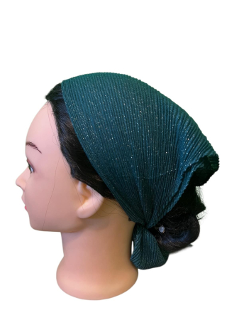 Baticute Plisate Mari - Baticut plisat mare pentru biserica, verde petrol, accesoriu de cap feminin, elegant si confortabil.