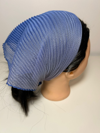 Baticute Plisate Mari - Baticut plisat simplu in albastru perlat, accesoriu de cap feminin si elegant pentru biserica.