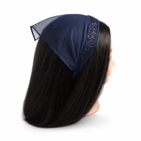 Baticute & Cordelute - Baticut elegant pe coronita din tulle, Bleumarin, strasuri delicate