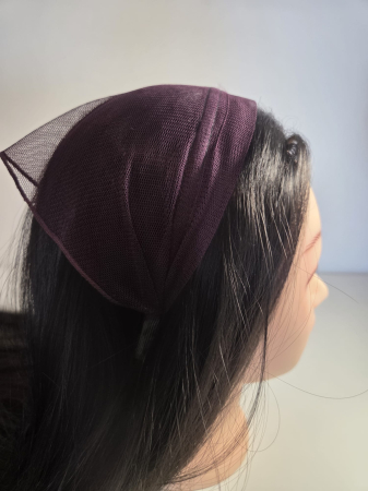 Baticute  simple pe coronita/cordeluta - Baticut din tulle pe coronita, model simplu Mov Pruna, accesoriu de cap feminin si comod