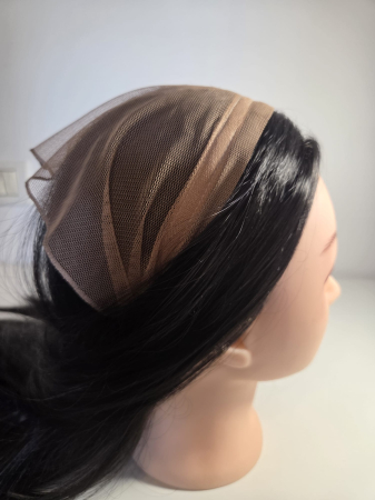 Baticute  simple pe coronita/cordeluta - Baticut din tulle pe coronita, model simplu Maro Caramel, accesoriu de cap feminin si comod