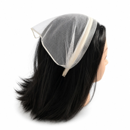 Baticute  simple pe coronita/cordeluta - Baticut din tulle pe coronita, model simplu Crem Perlat, accesoriu de cap feminin si comod