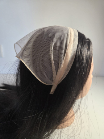 Baticute  simple pe coronita/cordeluta - Baticut din tulle pe coronita, model simplu Bej Sampanie, accesoriu de cap feminin si comod