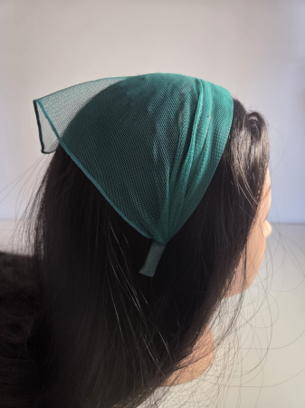 Baticute  simple pe coronita/cordeluta - Baticut din tulle pe coronita, model simplu Verde Turcoaz, accesoriu de cap feminin si comod