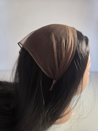 Baticute  simple pe coronita/cordeluta - Baticut din tulle pe coronita, model simplu Maro Cappuccino, accesoriu de cap feminin si comod