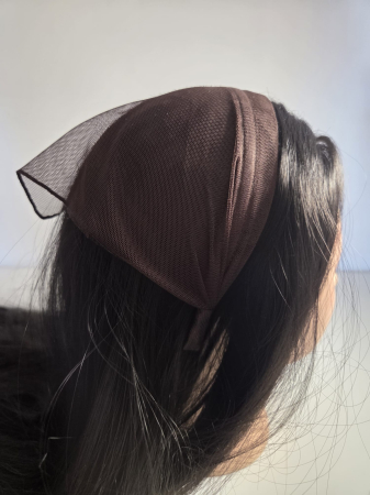 Baticute  simple pe coronita/cordeluta - Baticut din tulle pe coronita, model simplu Maro Ciocolatiu, accesoriu de cap feminin si comod