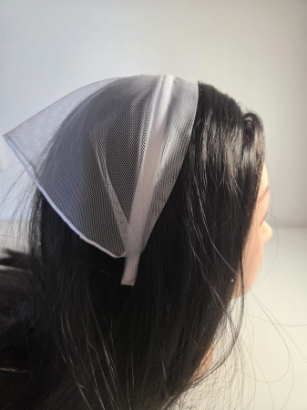 Baticute  simple pe coronita/cordeluta - Baticut din tulle pe coronita, model simplu Gri Perlat, accesoriu de cap feminin si comod