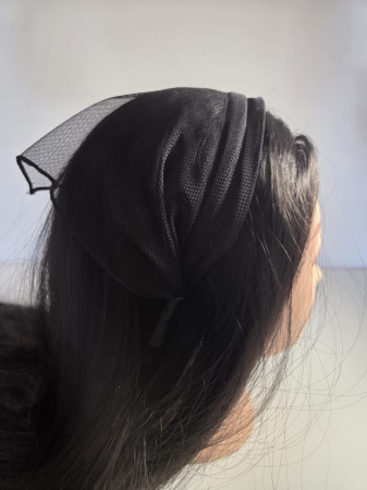 Baticute  simple pe coronita/cordeluta - Baticut din tulle pe coronita, model simplu Negru Clasic, accesoriu de cap feminin si comod