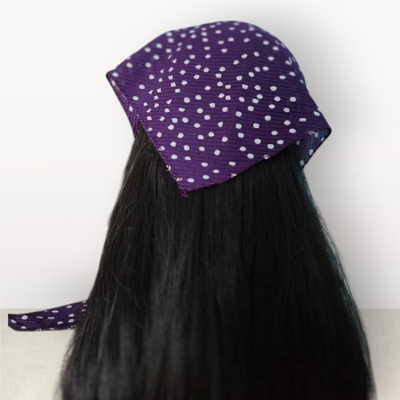 Baticut plisat elegant pentru biserica, material usor si confortabil, model feminin, Royal Plum Dots [1]