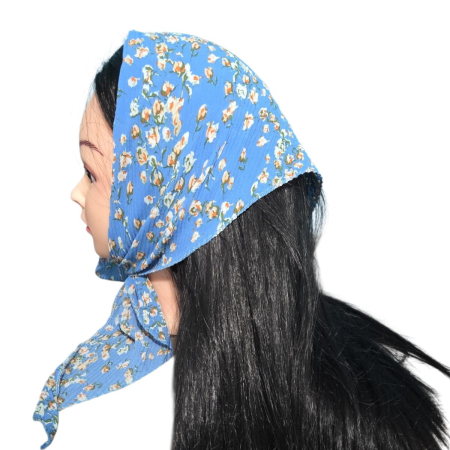 Baticute & Cordelute - Baticut plisat elegant pentru biserica, material usor si confortabil, model feminin, Lunaria Blue