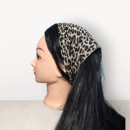 Baticute Plisate cu Model - Baticut plisat elegant pentru biserica, material usor si confortabil, model feminin, Leopard