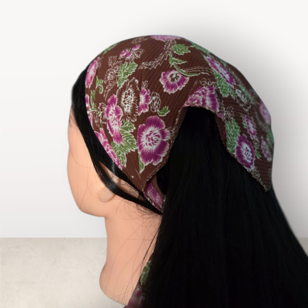 Baticute Plisate cu Model - Baticut plisat elegant pentru biserica, material usor si confortabil, model feminin, Vintage Rose Garden