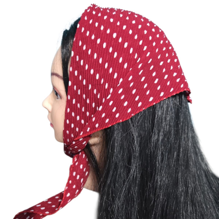 Baticut plisat elegant pentru biserica, material usor si confortabil, model feminin, Polka Cherry [0]