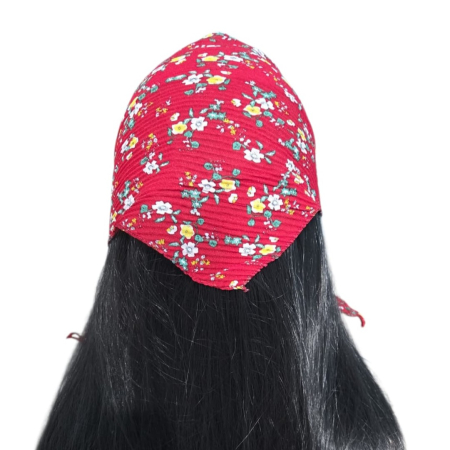 Baticut plisat elegant pentru biserica, material usor si confortabil, model feminin, Red Blossom Field [1]