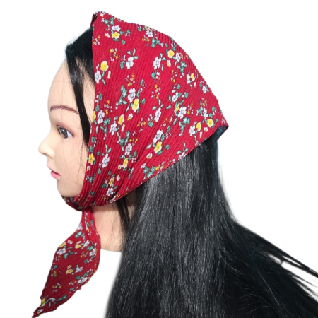 Baticute & Cordelute - Baticut plisat elegant pentru biserica, material usor si confortabil, model feminin, Red Blossom Field