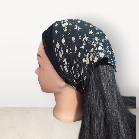 Baticute Plisate cu Model - Baticut plisat elegant pentru biserica, material usor si confortabil, model feminin, Night Flowers