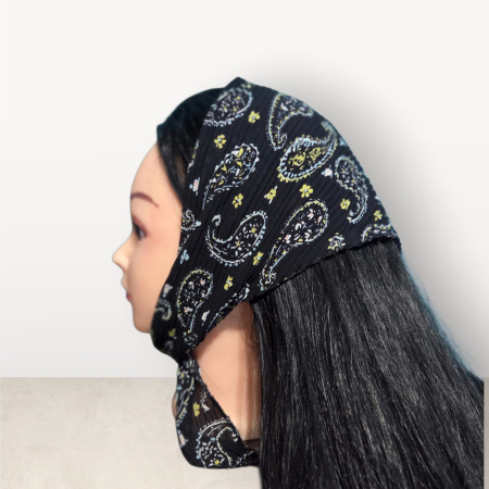 Baticute Plisate cu Model - Baticut plisat elegant pentru biserica, material usor si confortabil, model feminin, Golden Paisley