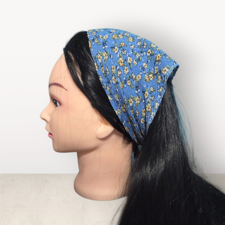 Baticute Plisate cu Model - Baticut plisat elegant pentru biserica, material usor si confortabil, model feminin, Blue Meadow Elegance