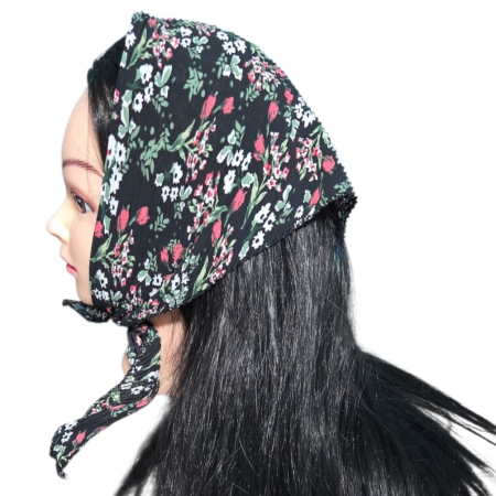 Baticute & Cordelute - Baticut plisat elegant pentru biserica, material usor si confortabil, model feminin, Wild Noir