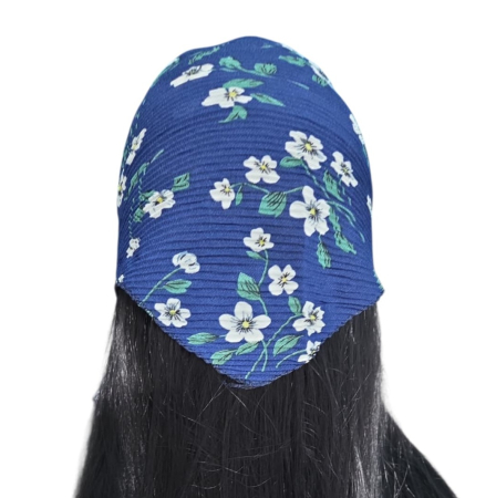 Baticut plisat elegant pentru biserica, material usor si confortabil, model feminin, Navy Petals [1]