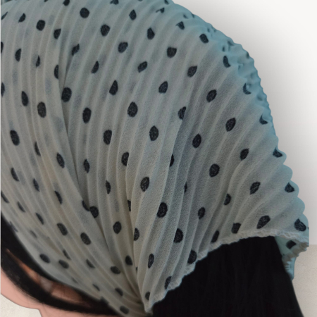 Baticut plisat elegant pentru biserica, material usor si confortabil, model feminin, Ivory Dots [2]