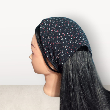 Baticute Plisate cu Model - Baticut plisat elegant pentru biserica, material usor si confortabil, model feminin, Confetti Noir