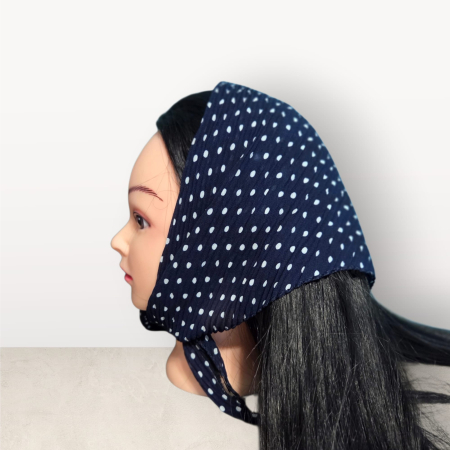 Baticute Plisate cu Model - Baticut plisat elegant pentru biserica, material usor si confortabil, model feminin, Navy Polka