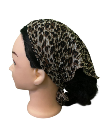 Baticute & Cordelute - Baticut plisat pentru femei cu imprimeu animal print leopard in tonuri bej, maro si negru, accesoriu feminin.
